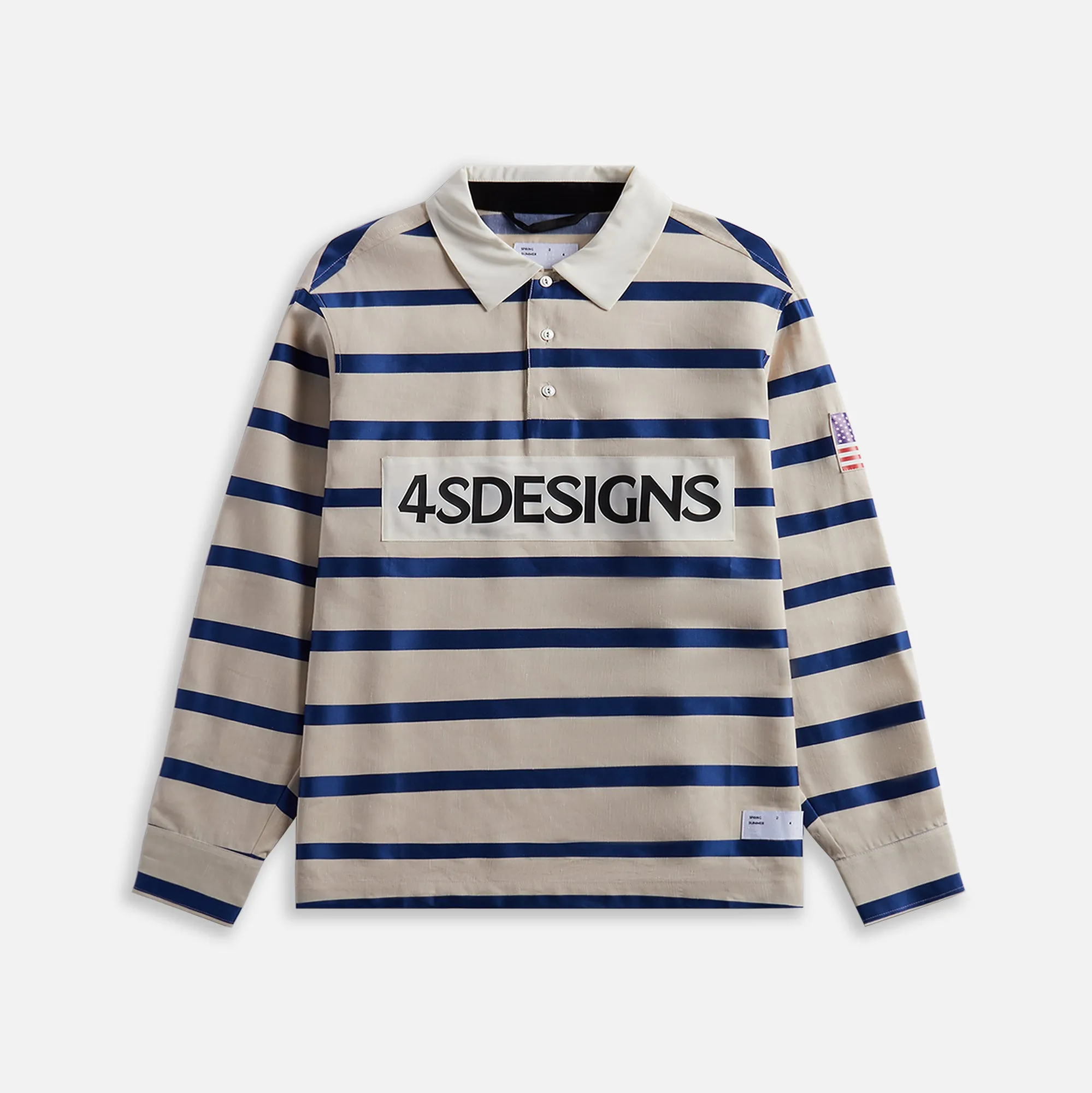 4S Designs Rugby Polo - Khaki / Navy Stripe