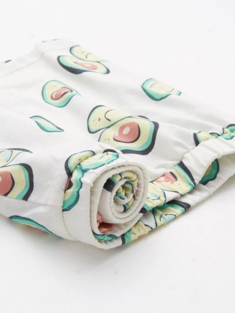 Avocado Print Top And Bow Front Shorts Pajama Set