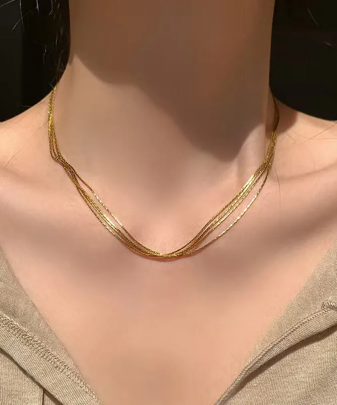 Boutique Gold Stainless Steel Multi Layer Necklace QU018