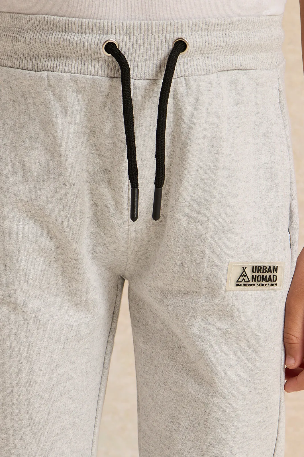 Boys Grey Printed Track Pants