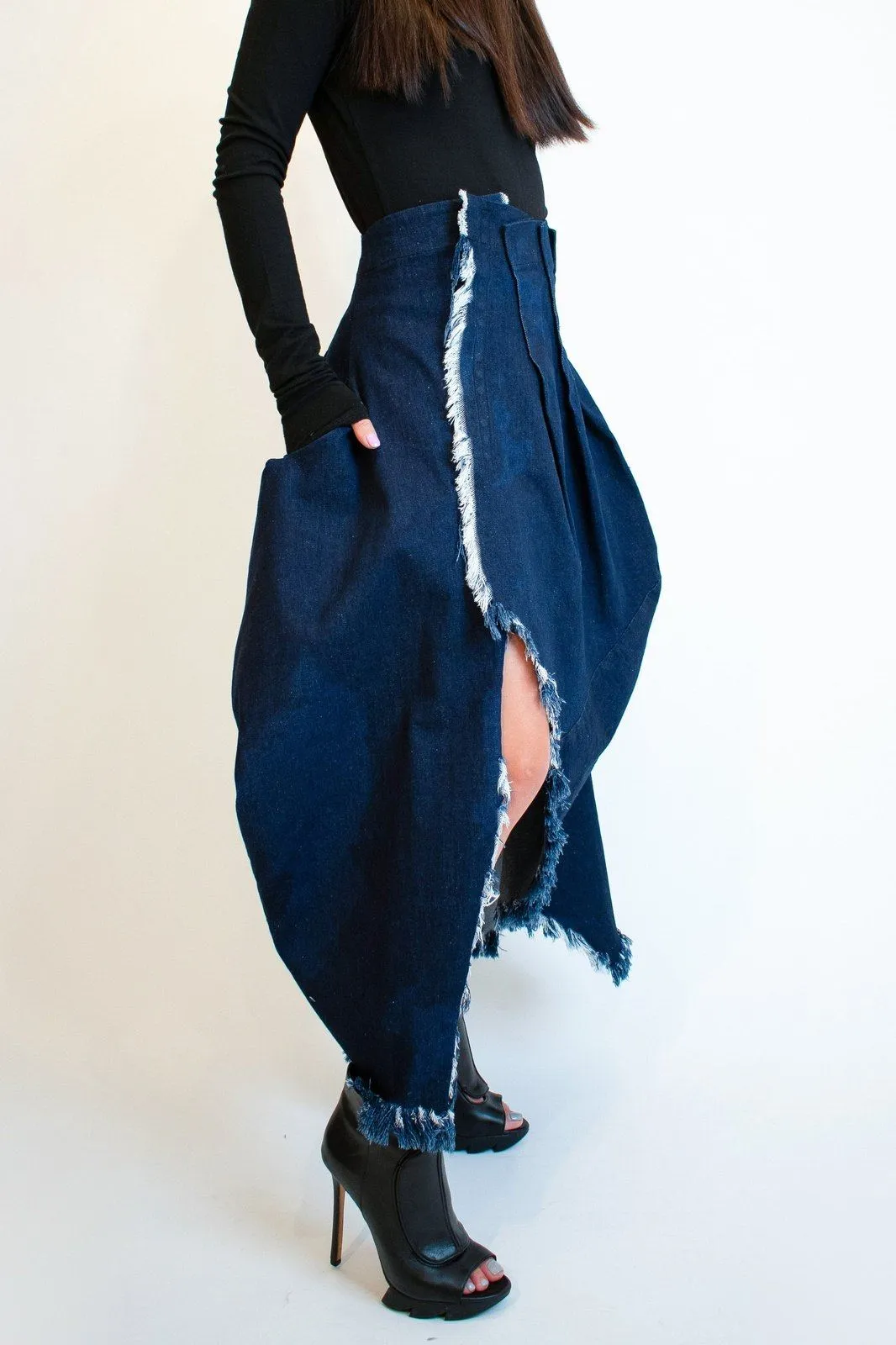 Casual long denim skirt F1892