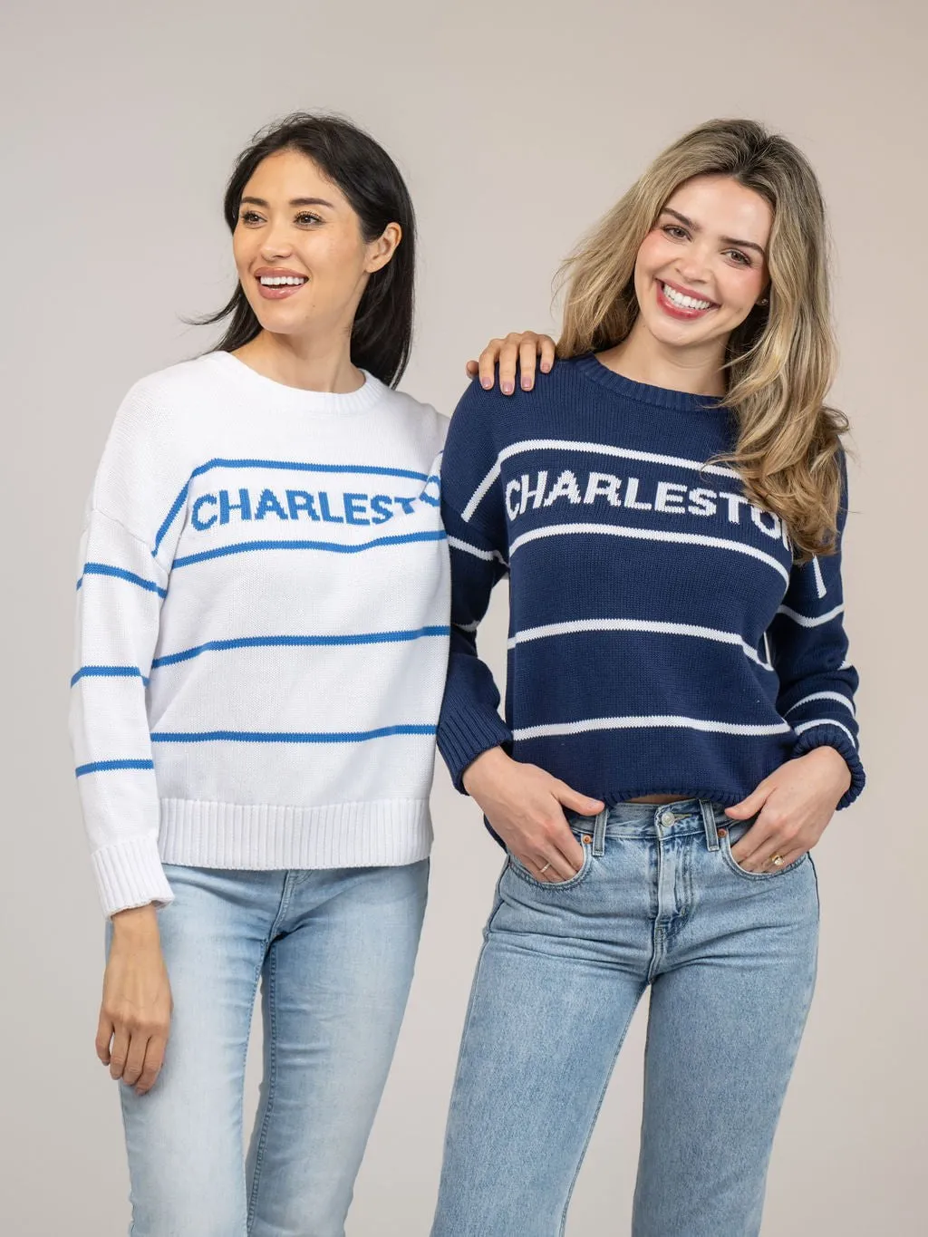 Charleston Sweater in White Stripe