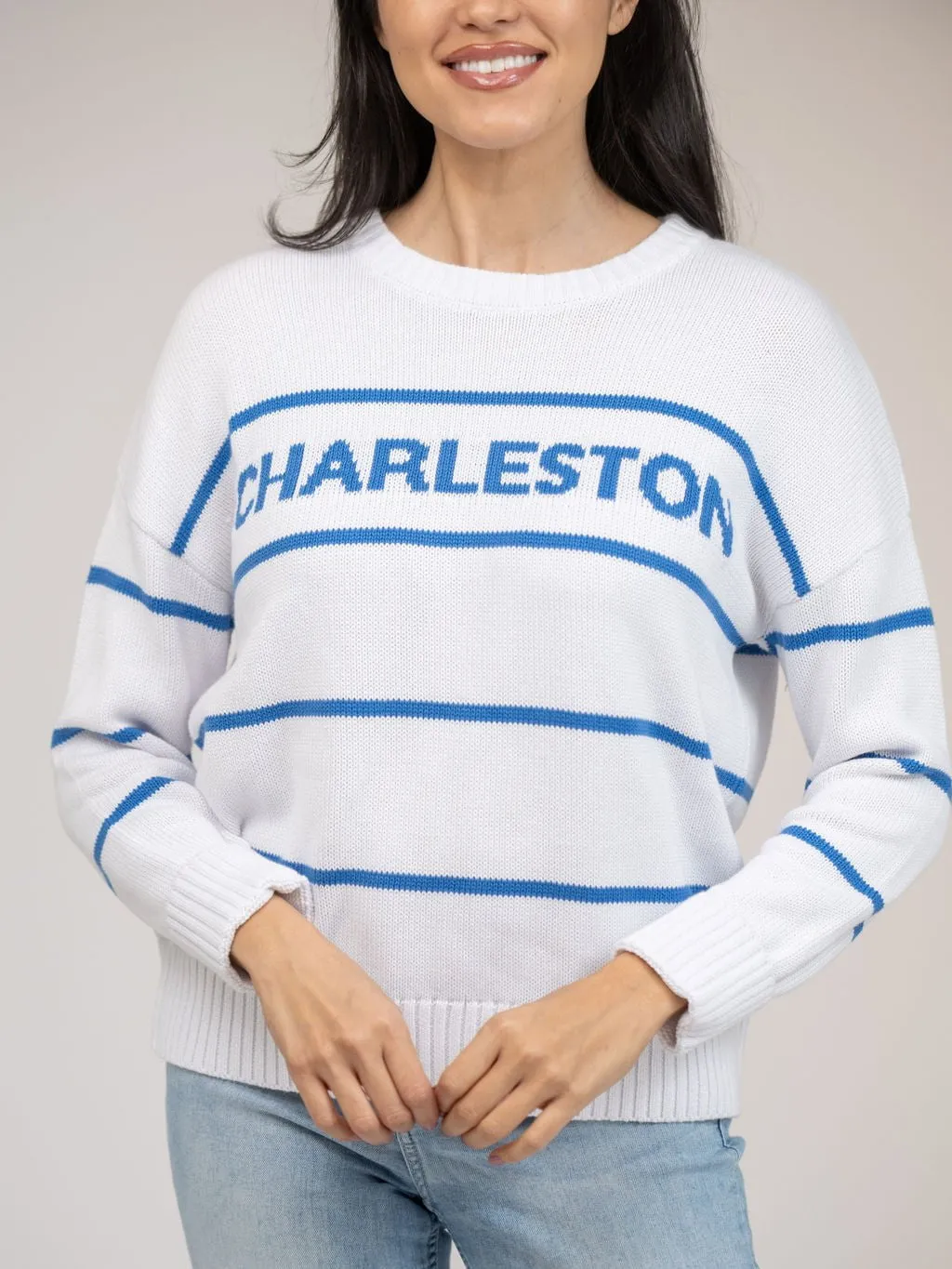 Charleston Sweater in White Stripe