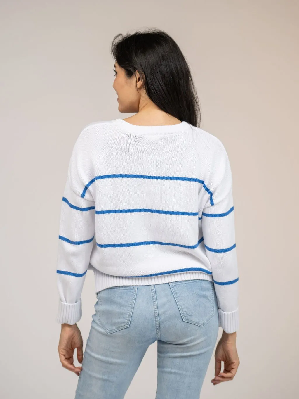 Charleston Sweater in White Stripe