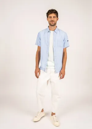 Clément short sleeve shirt - in linen poplin (CIEL/SUN)