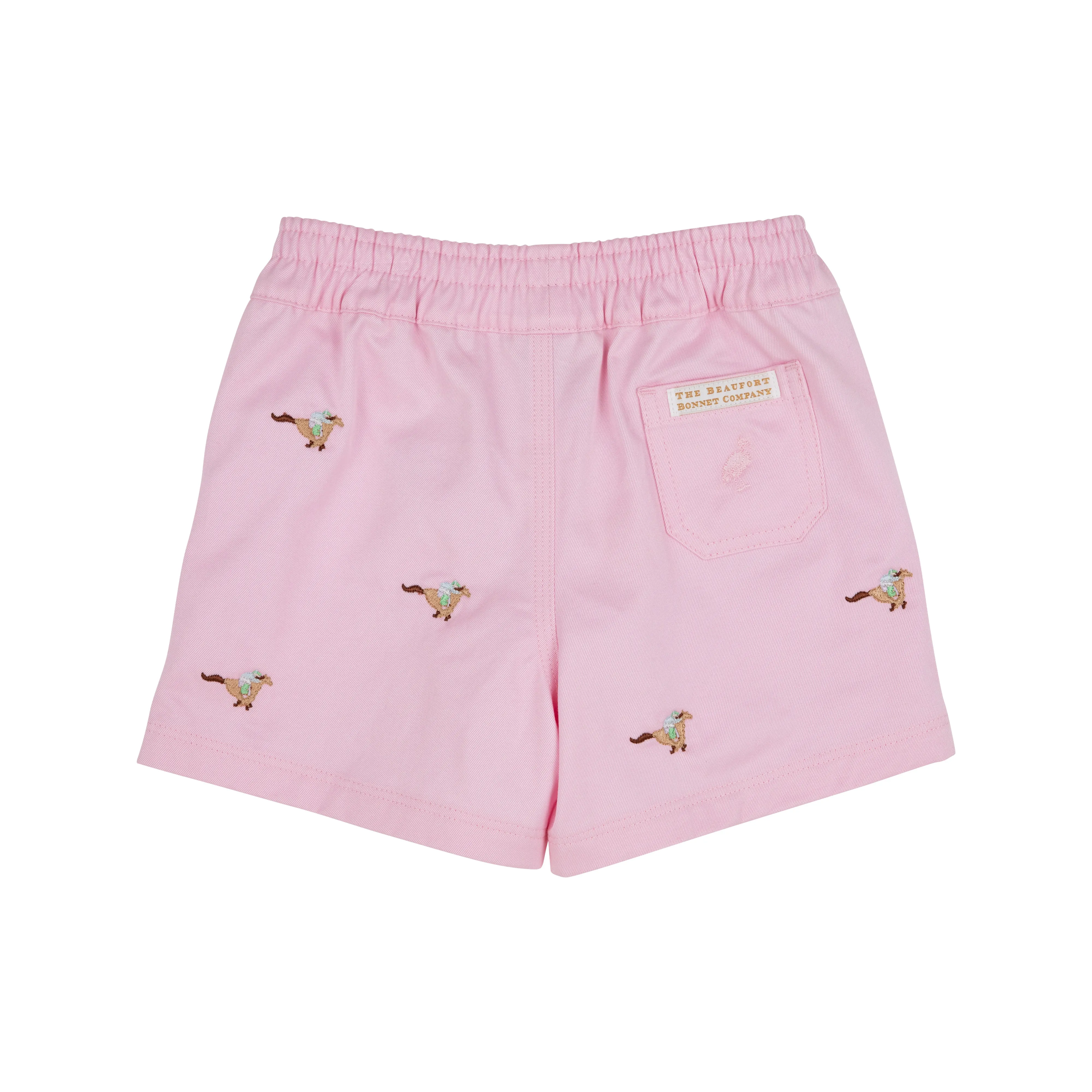 Critter Sheffield Shorts - Palm Beach Pink with Horse Embroidery & Buckhead Blue Stork