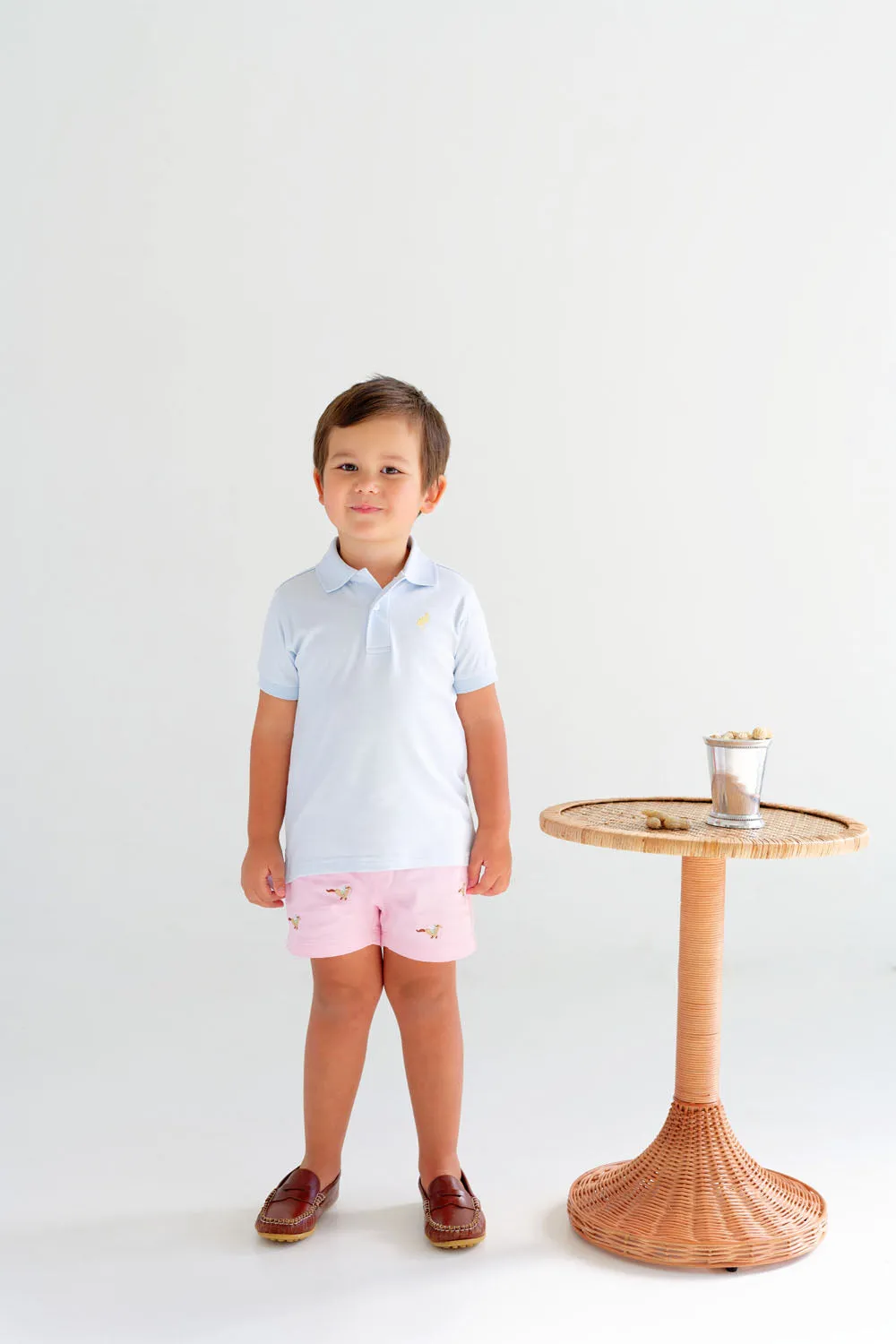 Critter Sheffield Shorts - Palm Beach Pink with Horse Embroidery & Buckhead Blue Stork