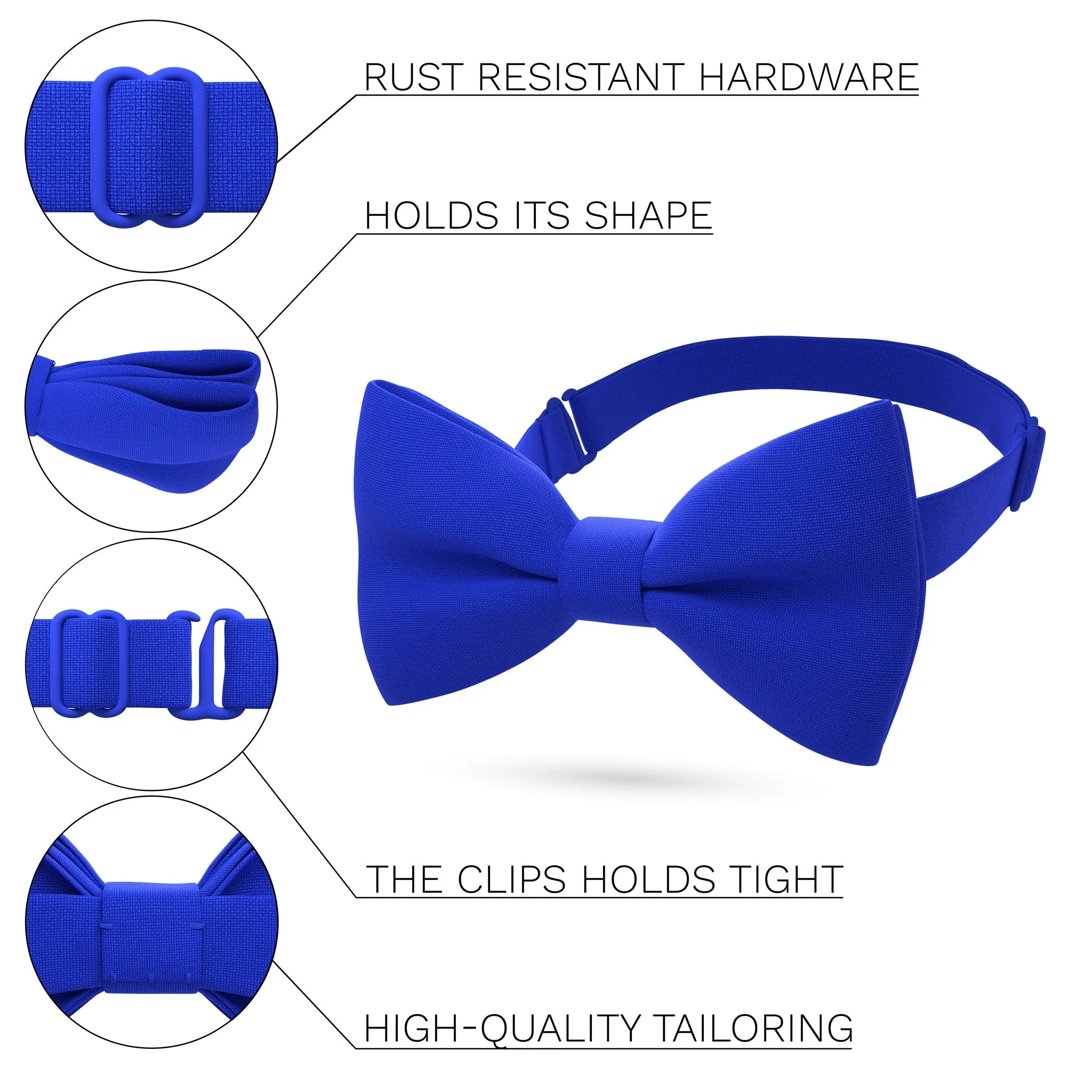 Electric Blue Bow Tie with Handkerchief Set