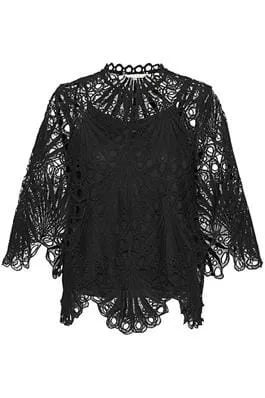 FEMININE BLACK LACE LINED SHIRT