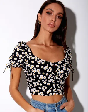 Flaba Crop Top in Mini Daisy Black