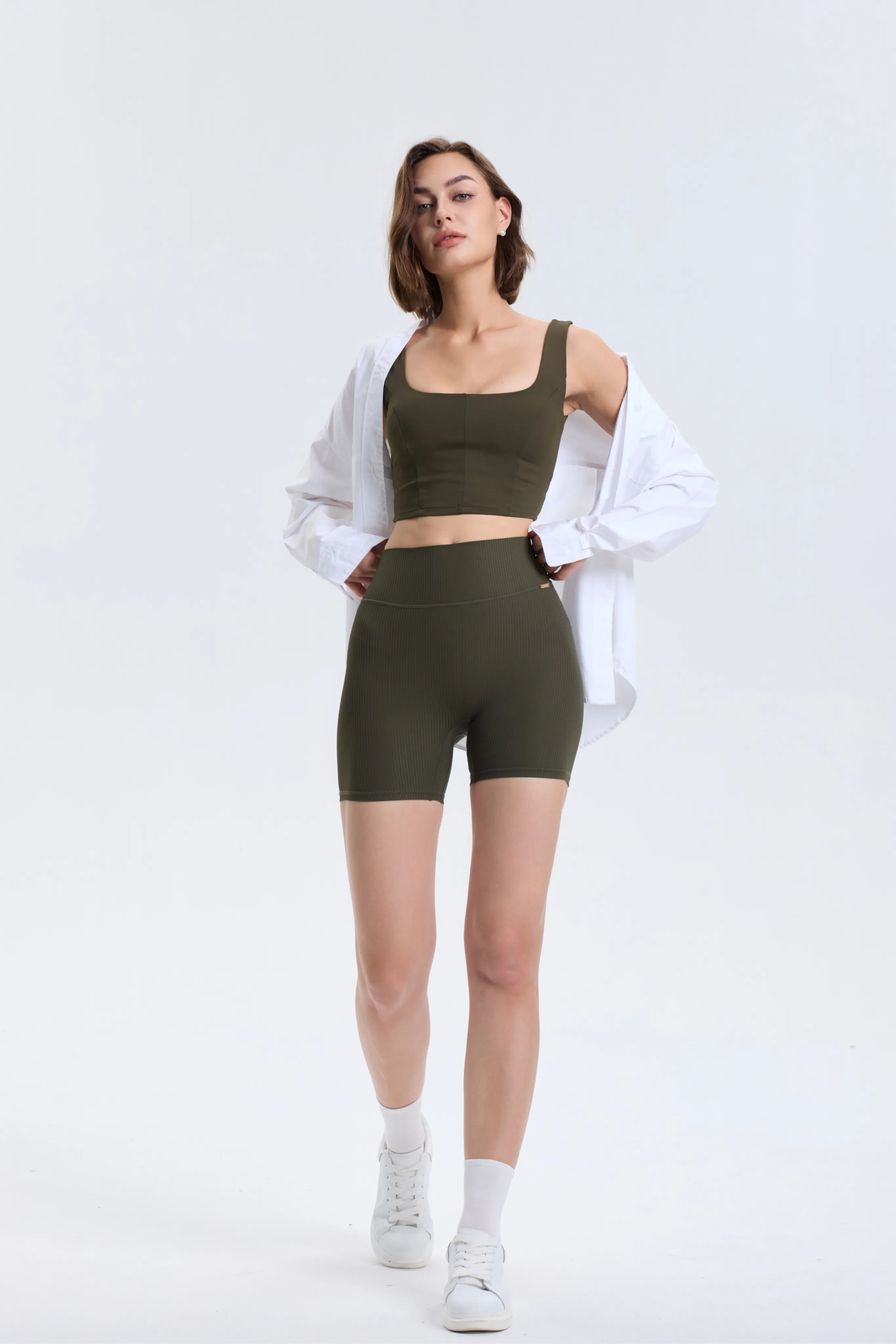 FLOW Ribbed Shorts - Olive