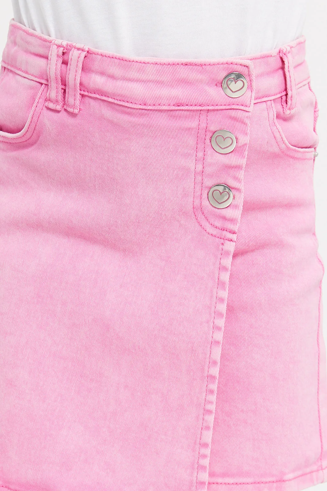 Girls Pink Button Skort