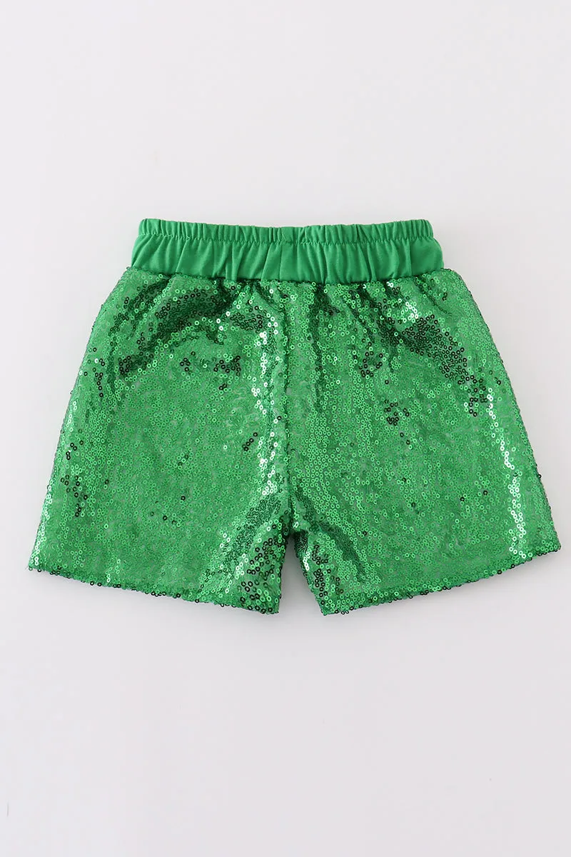 Green sequin mardi gras girl skorts