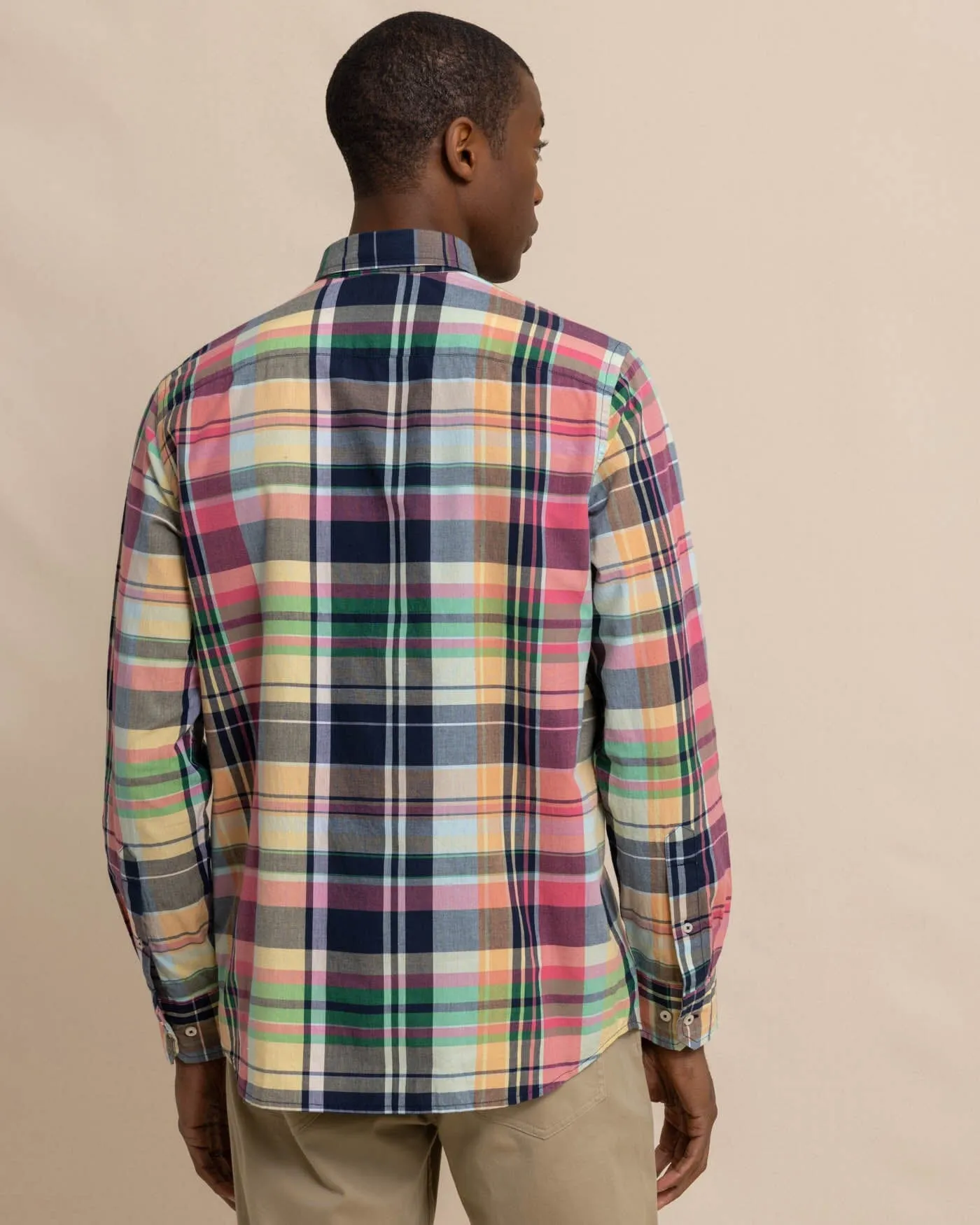 Harkers Island Madras Plaid Long Sleeve Sport Shirt