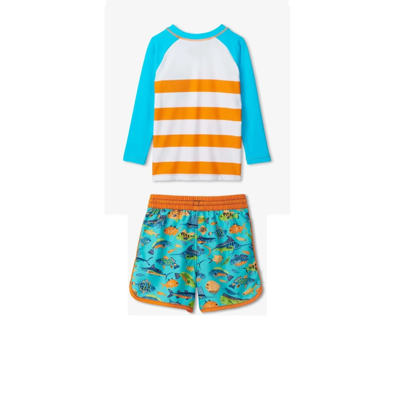 Hatley LS Rashguard   Shorts Swim Set - Ocean Life