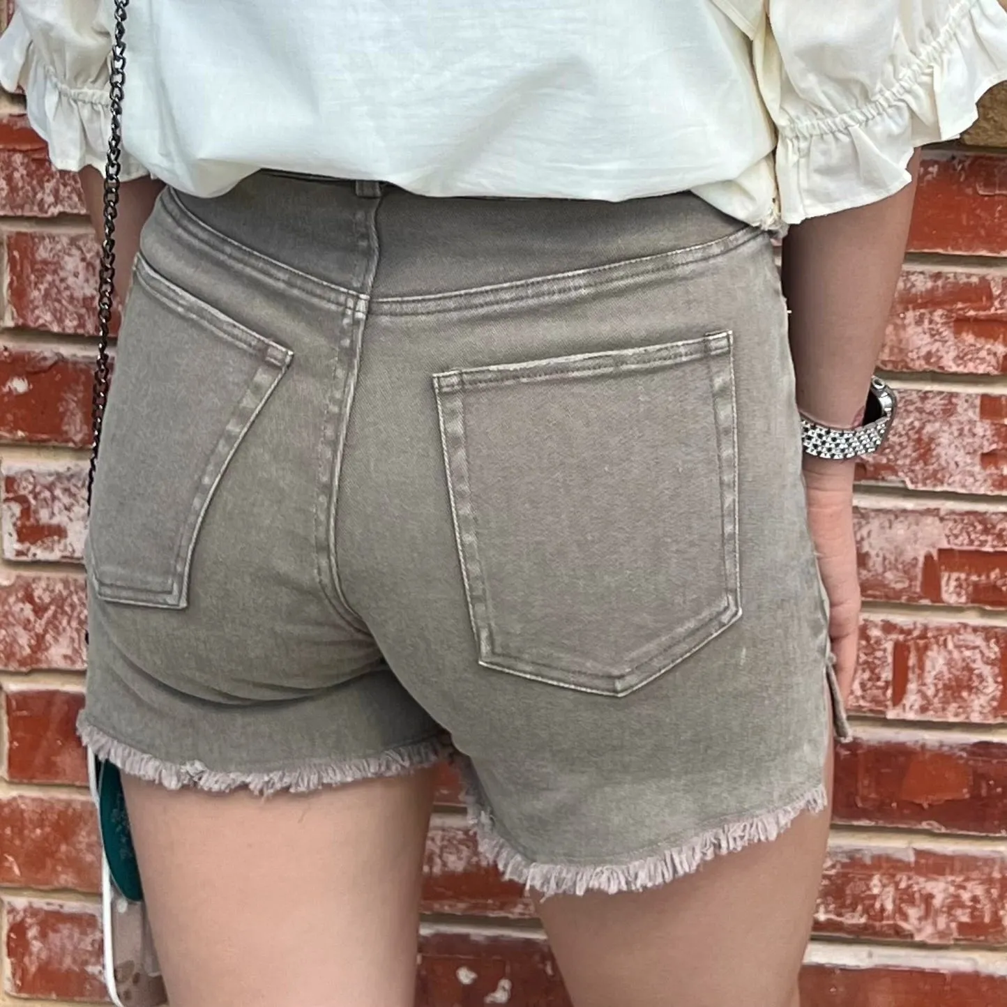 High Rise Mineral Washed Shorts