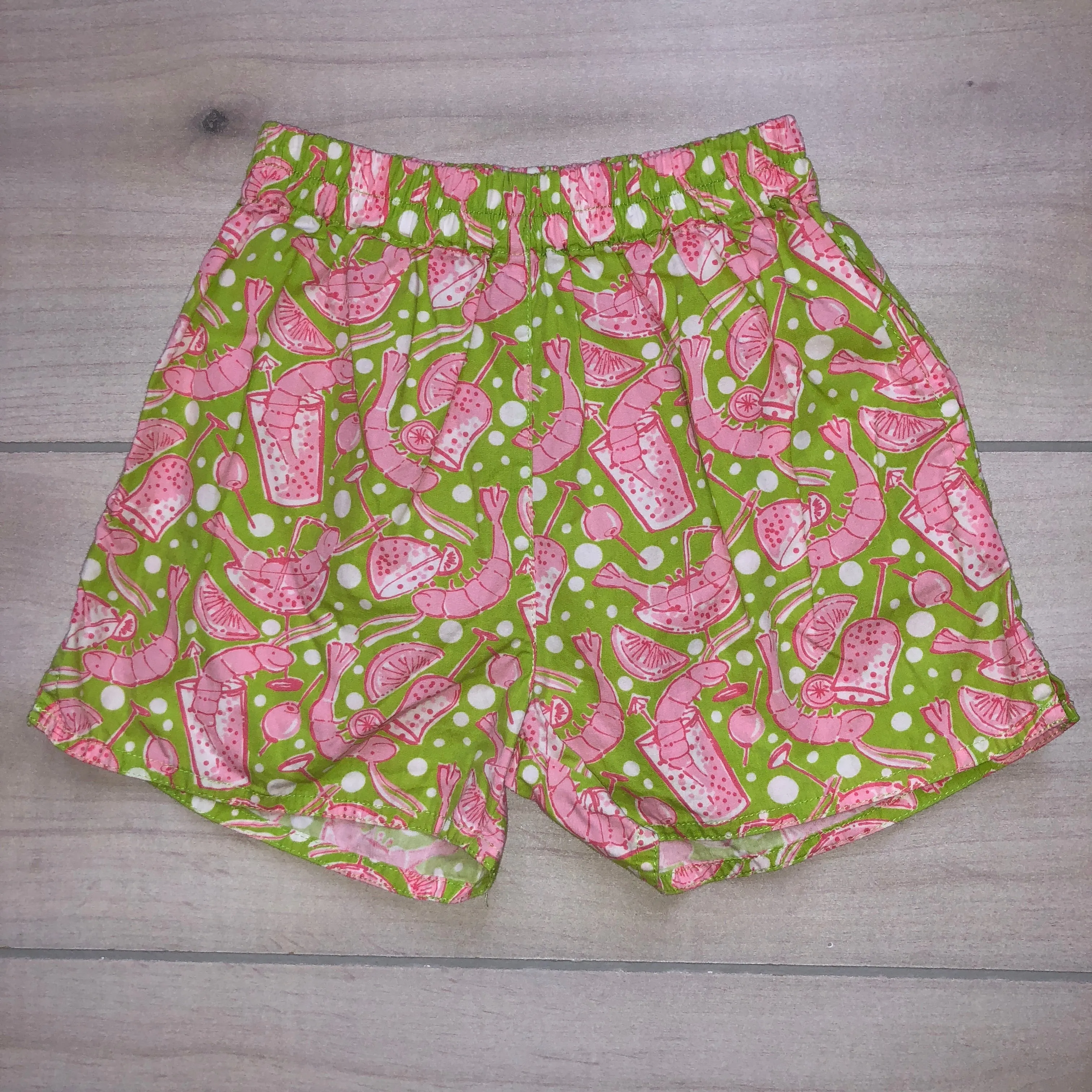 Lilly Pulitzer Pink & Green Shrimp Party Shorts