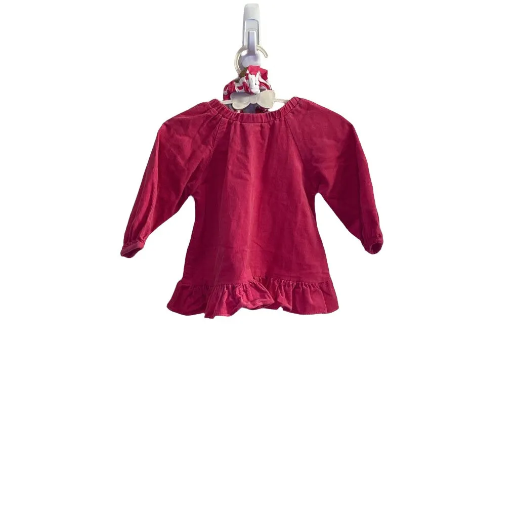 LS Velveteen Ruffle Shirt - Bow