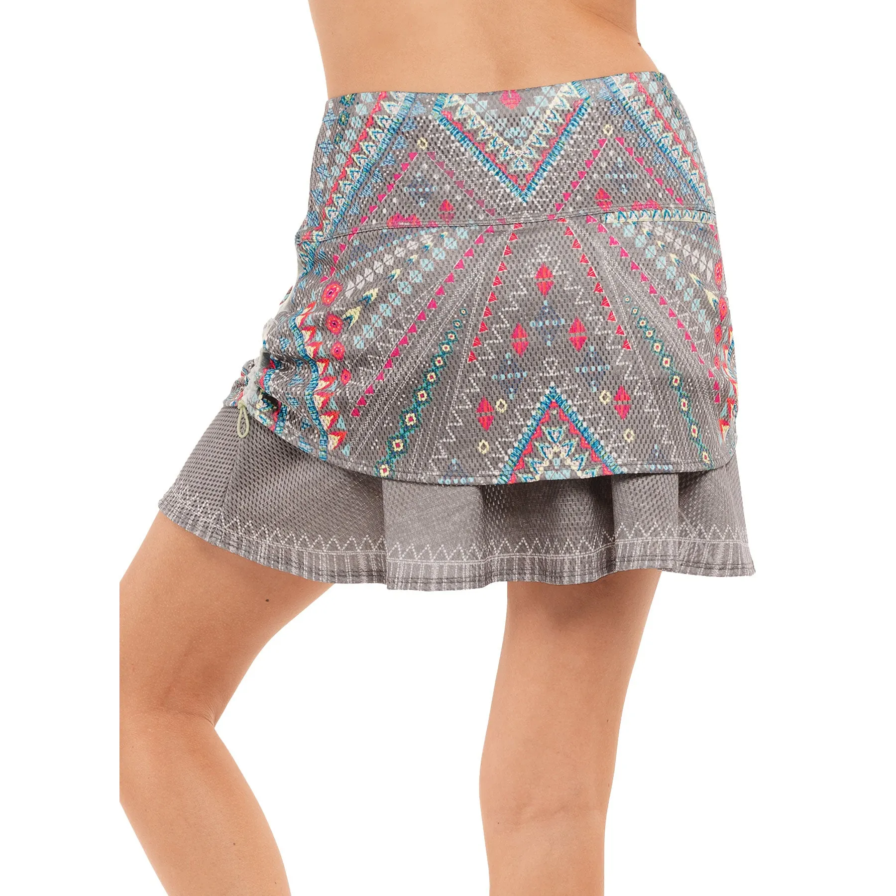 Lucky in Love Desert Vibes Ruched Eclipse Womens Golf Skort