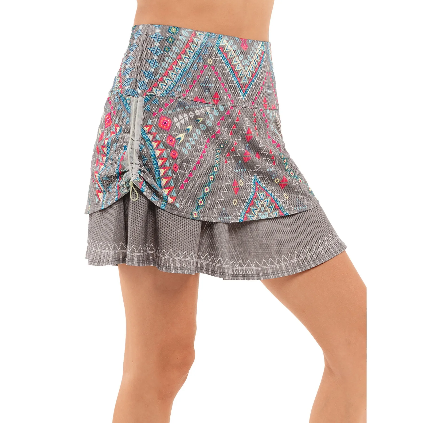 Lucky in Love Desert Vibes Ruched Eclipse Womens Golf Skort