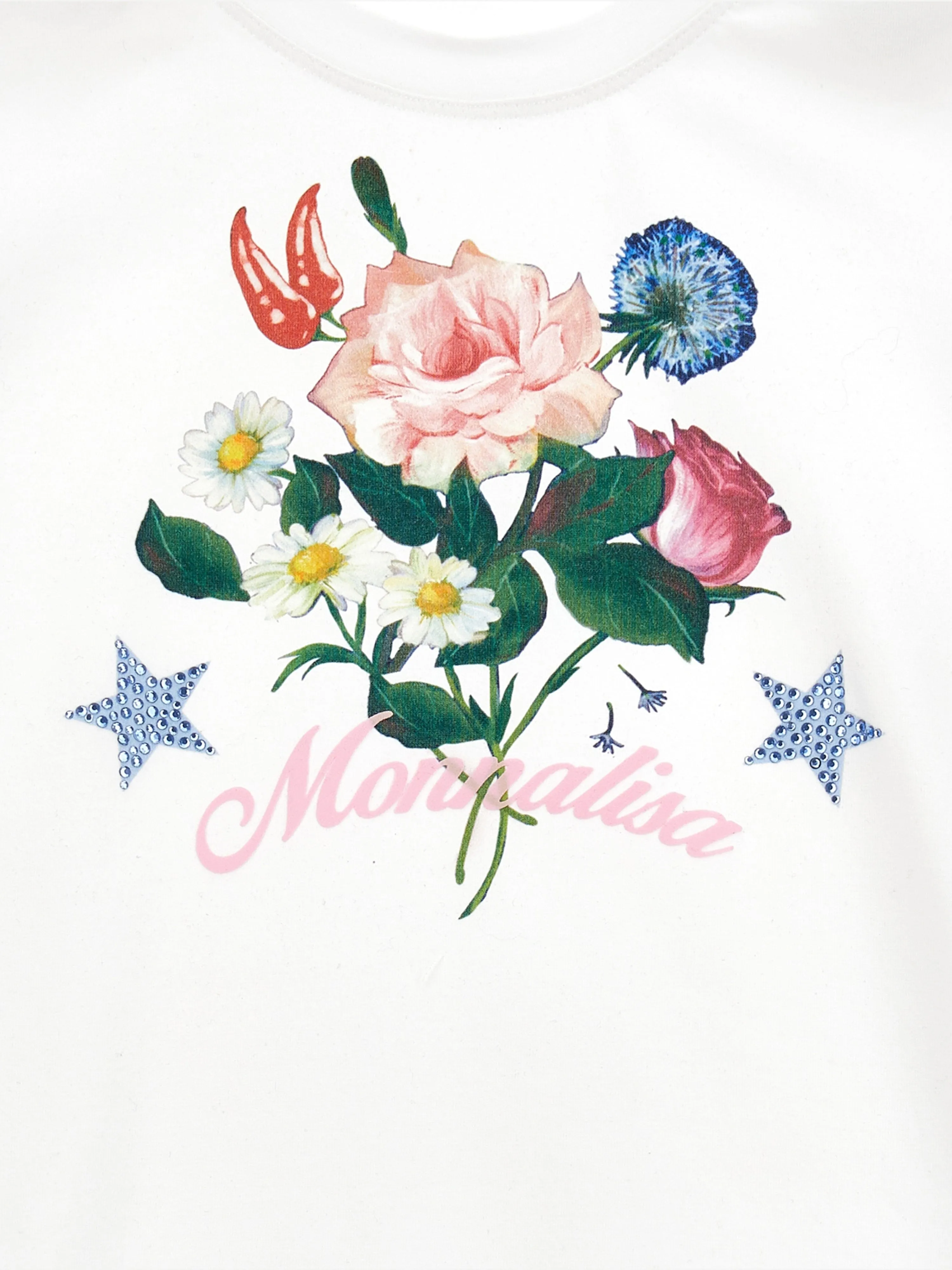 Monnalisa Girls Bouquet T-Shirt in White