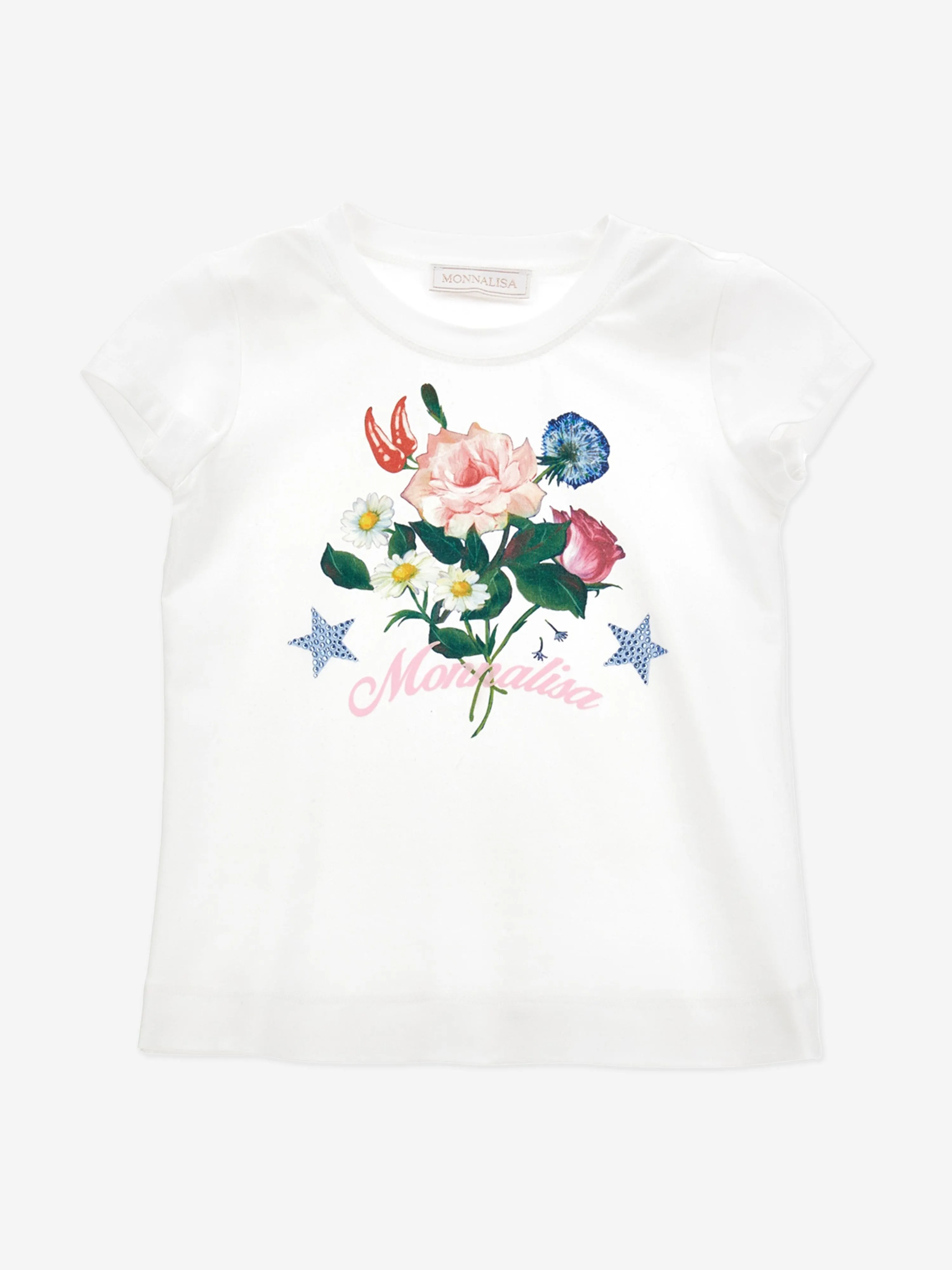 Monnalisa Girls Bouquet T-Shirt in White