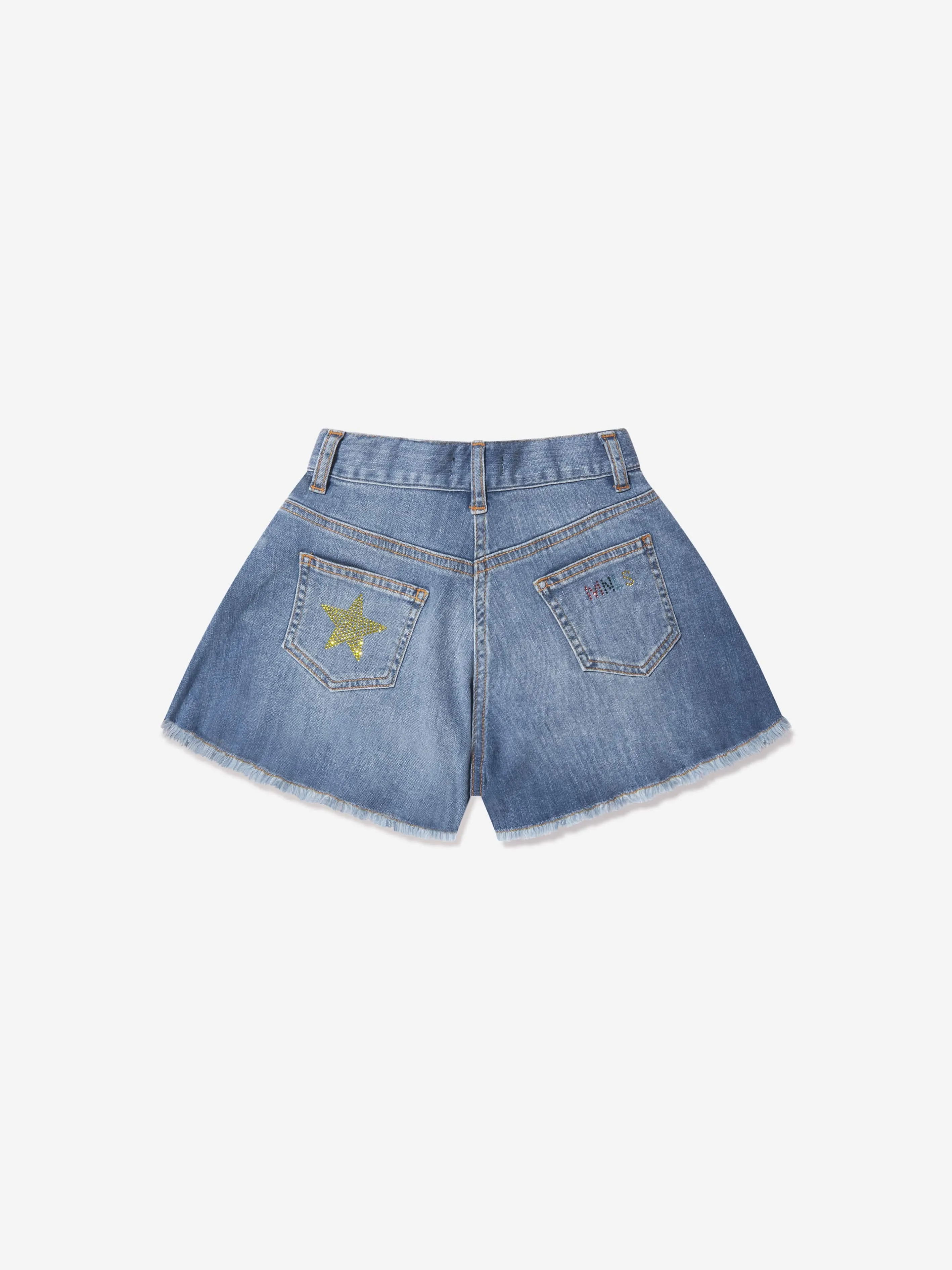 Monnalisa Girls Star Denim Stretch Shorts in Blue