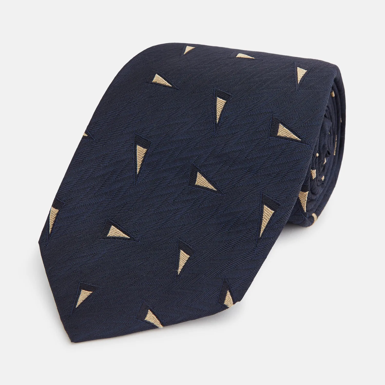 Navy Triangle Silk Tie