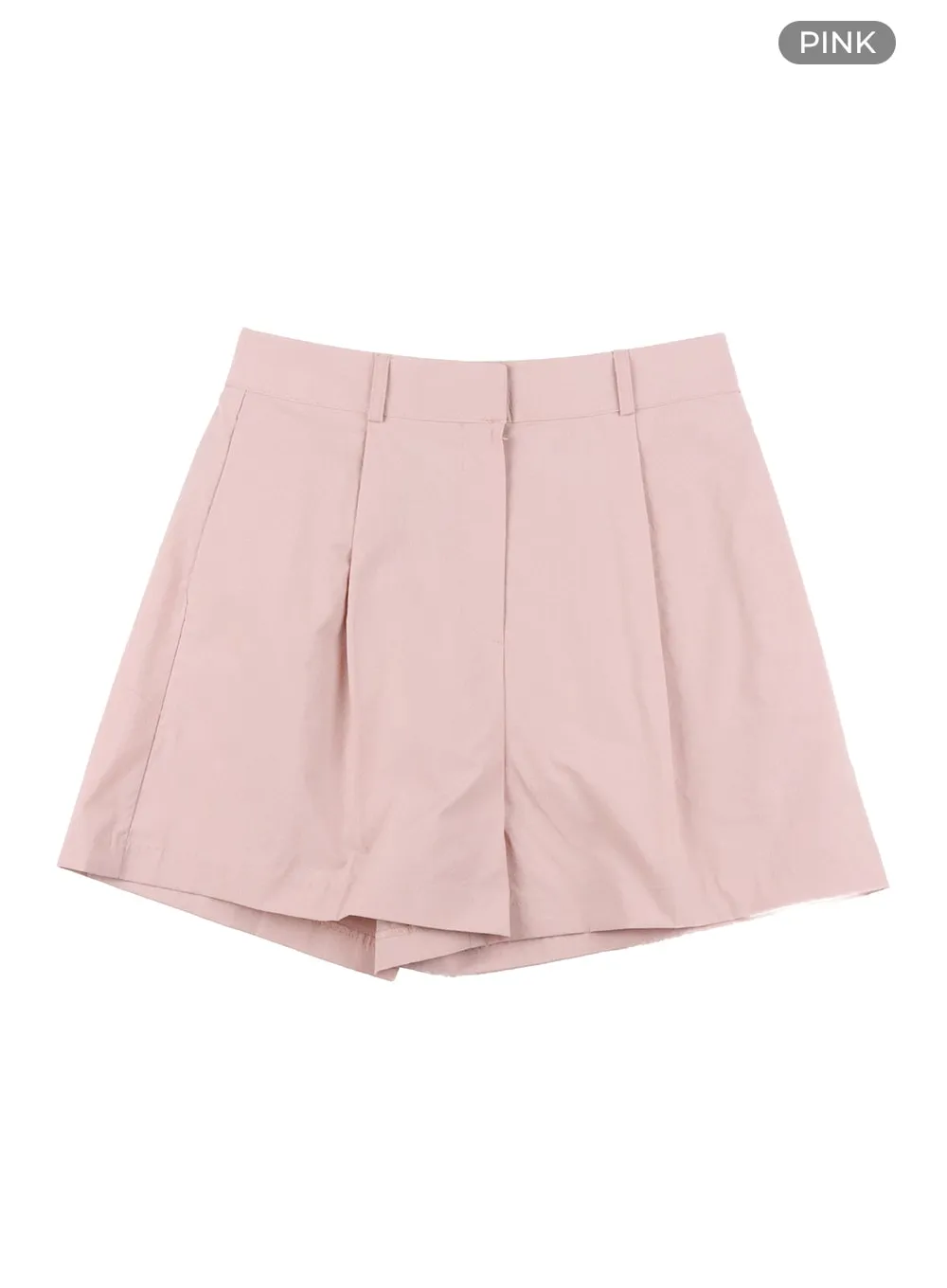 Pintuck Solid Cotton Shorts OA419