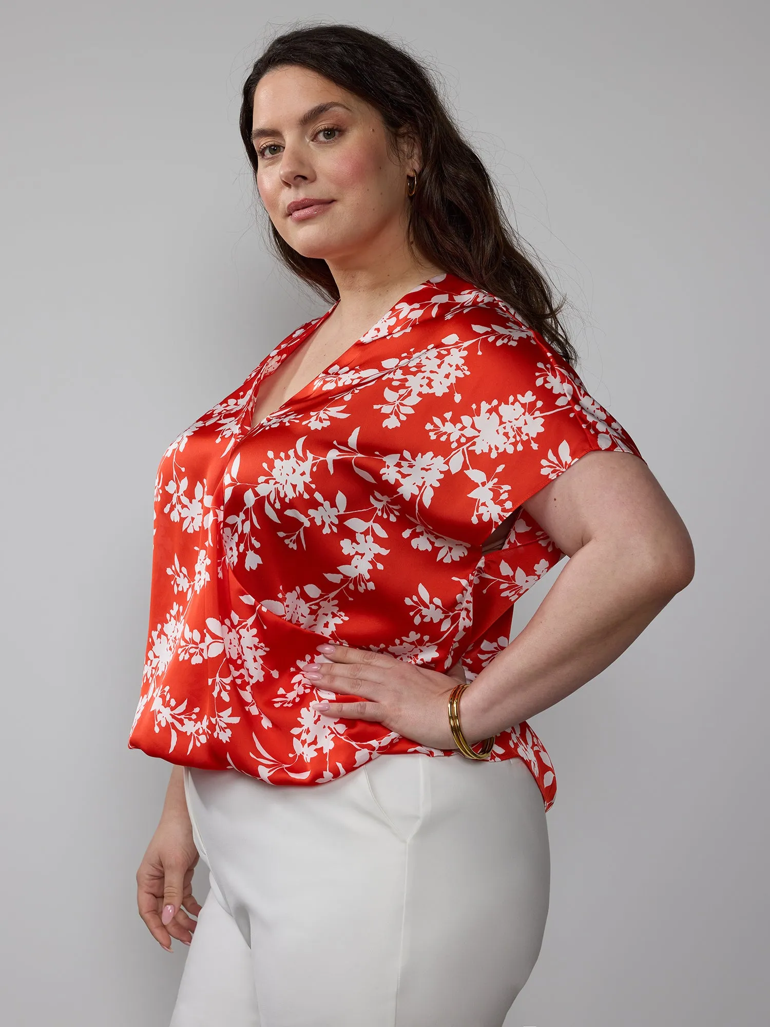 Plus Short Sleeve Floral Top