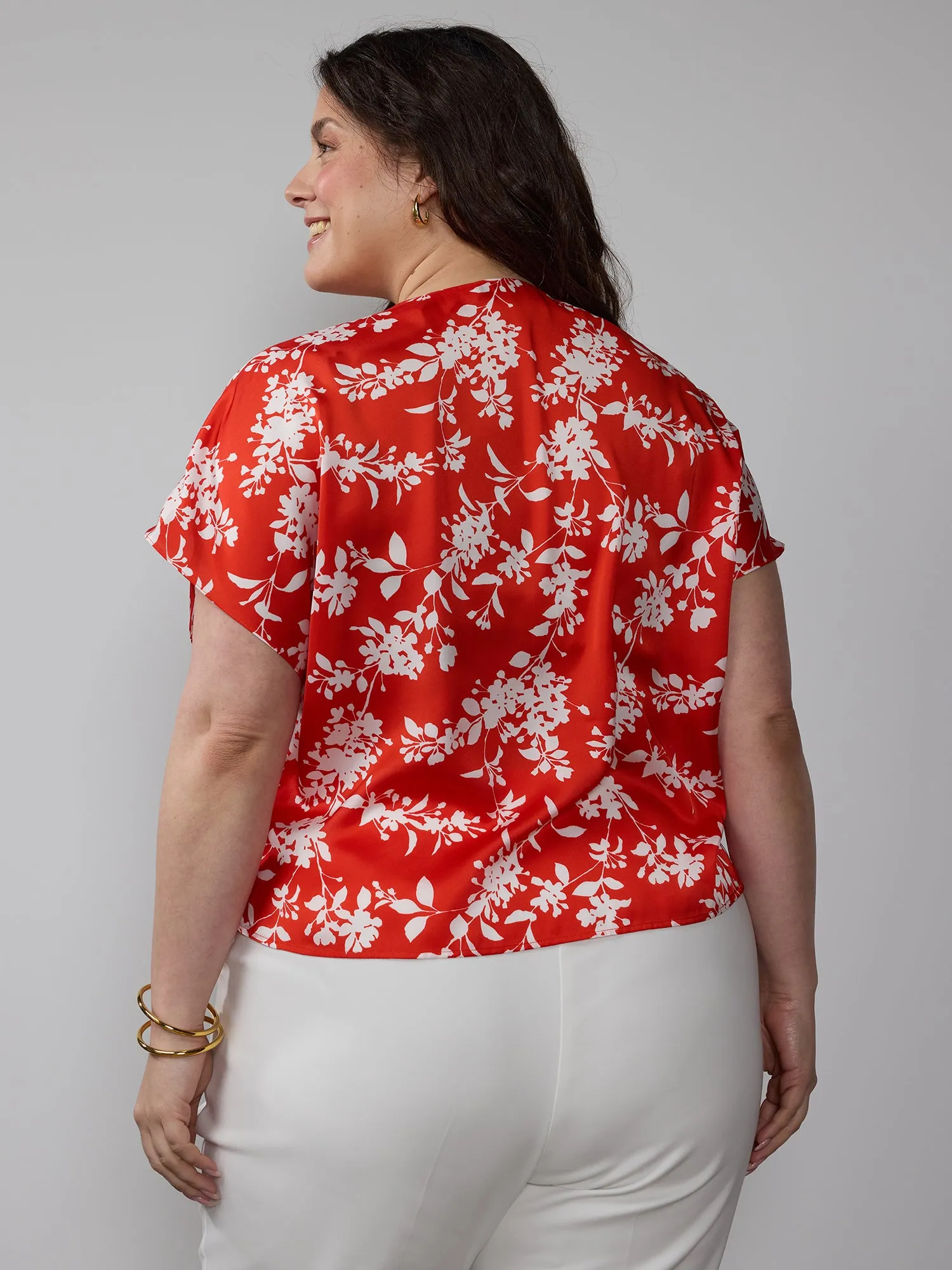 Plus Short Sleeve Floral Top