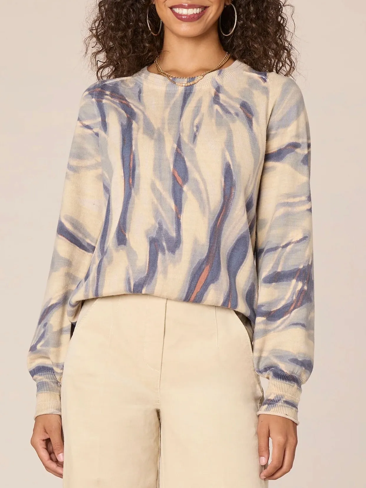 Printed Sweater - Coastal Blue Multi