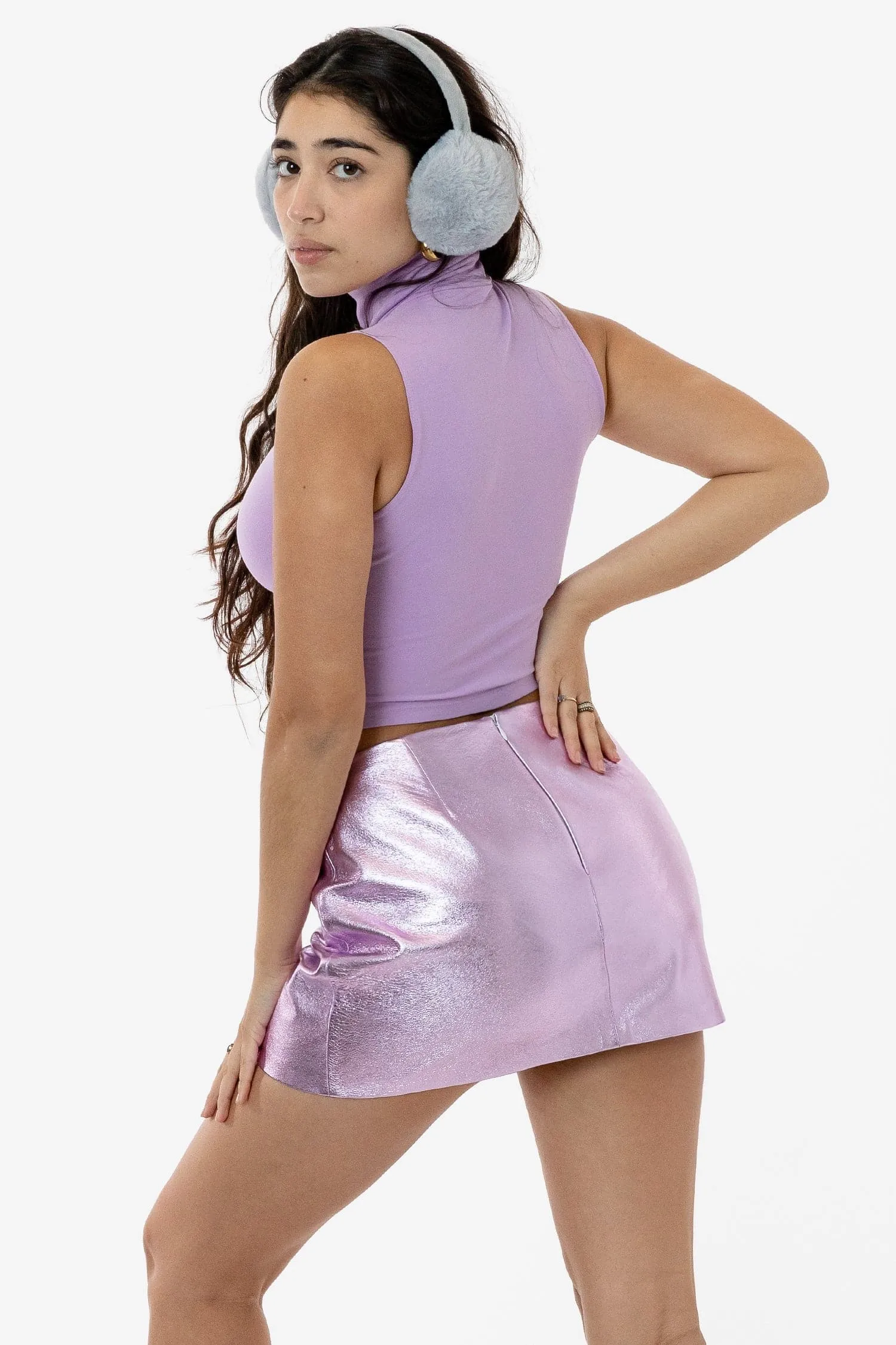 RLH739 - Metallic Leather Mini Skort