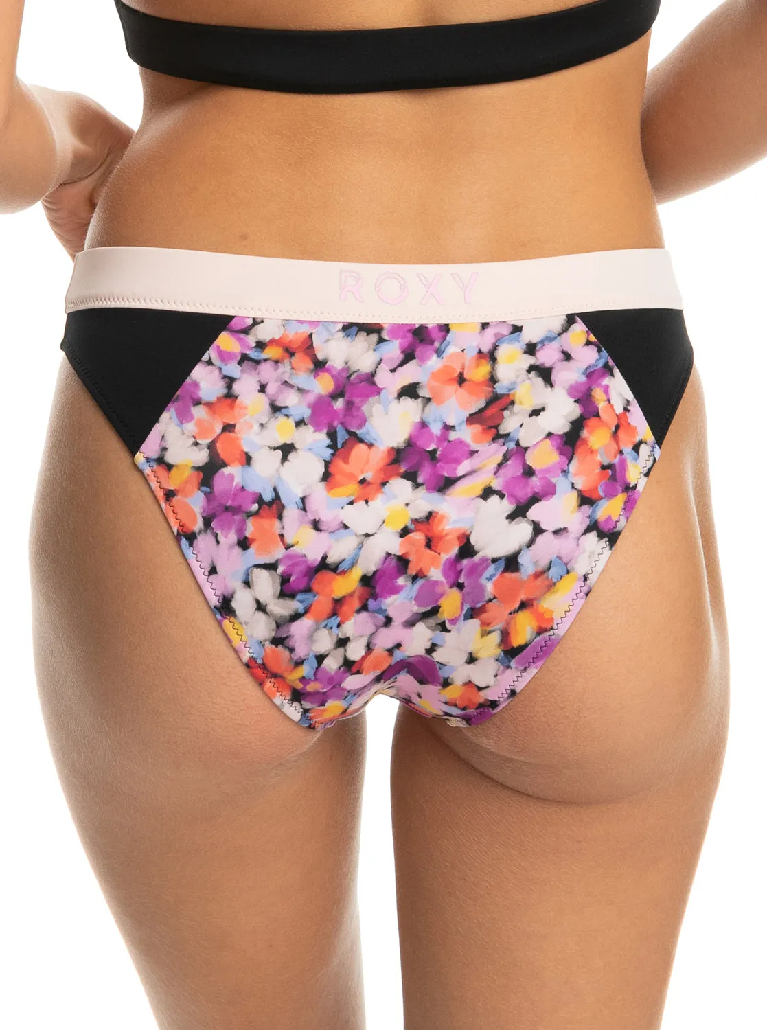 Roxy Active Bikini Bottoms - Anthracite Swim Blooms