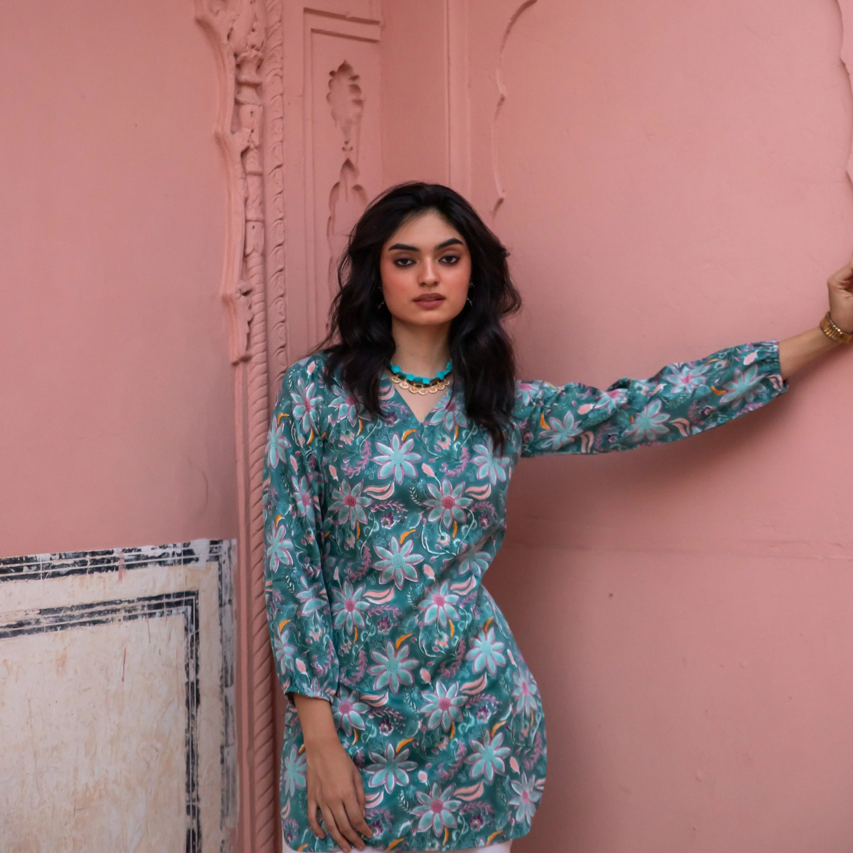 Ruhani Green Paisley Blockprinted Kurti