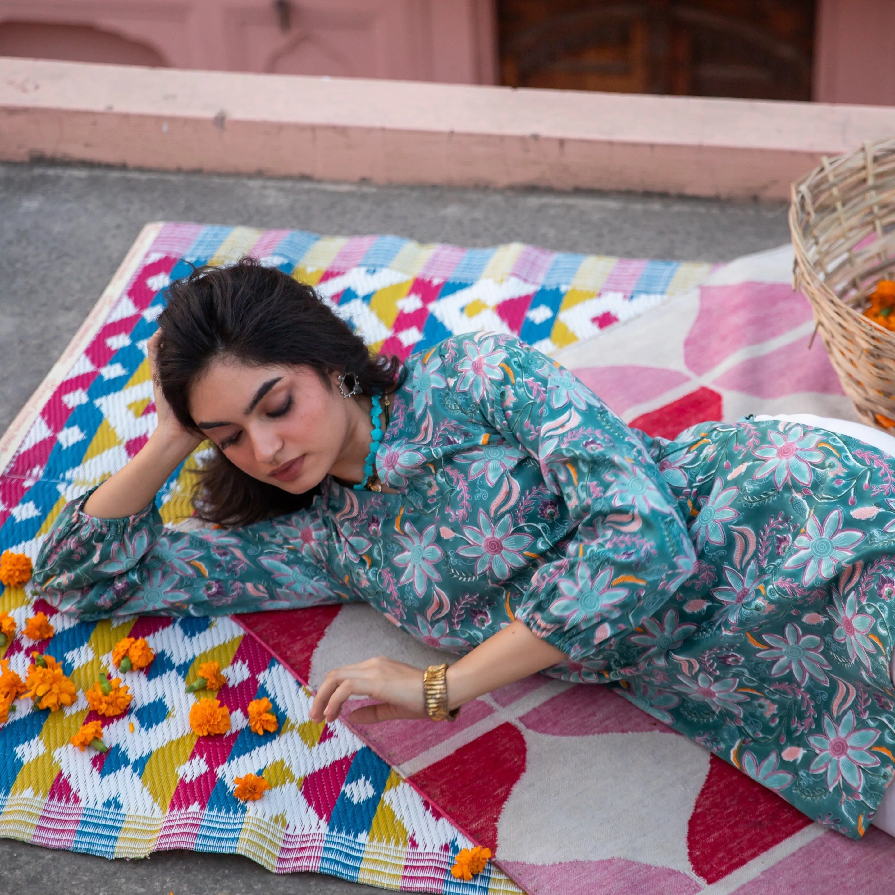 Ruhani Green Paisley Blockprinted Kurti