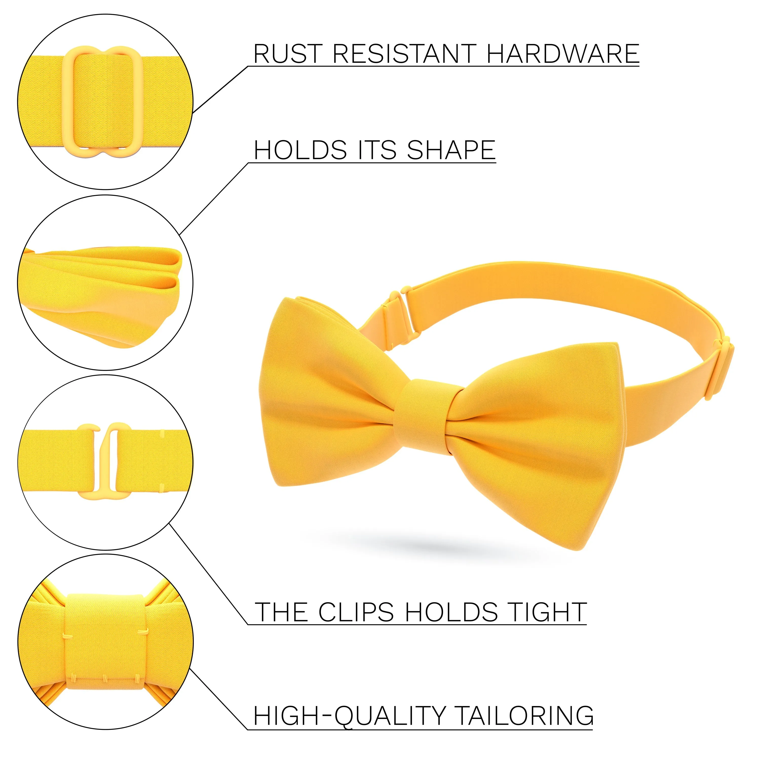 Satin Yellow Bow Tie