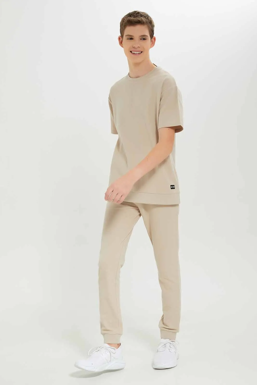 Senior Boys Beige Pique Active Pants