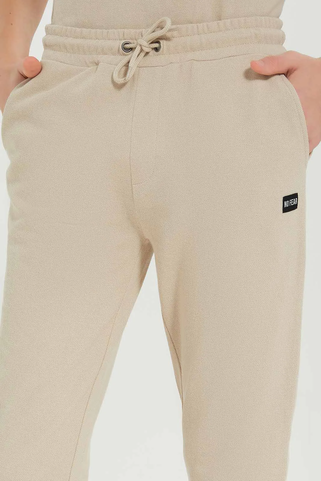 Senior Boys Beige Pique Active Pants