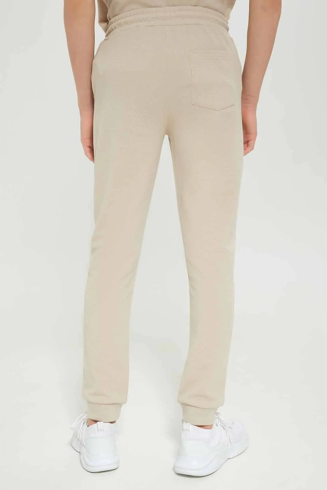 Senior Boys Beige Pique Active Pants