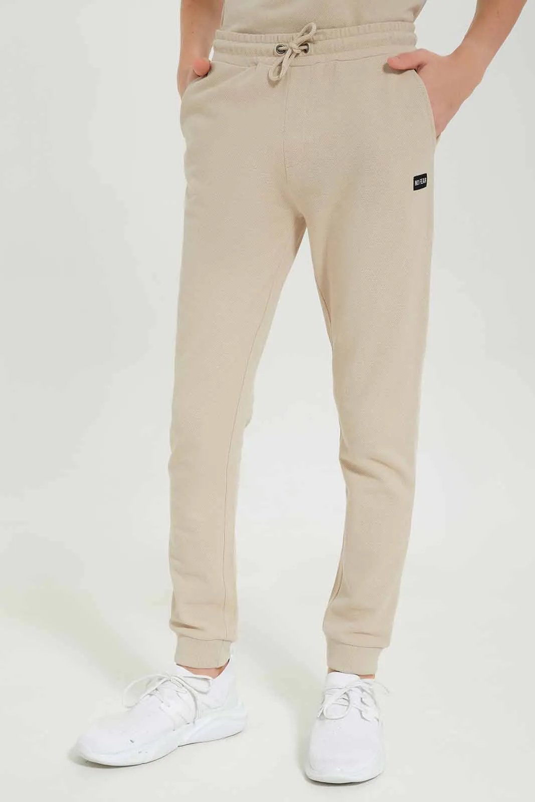 Senior Boys Beige Pique Active Pants