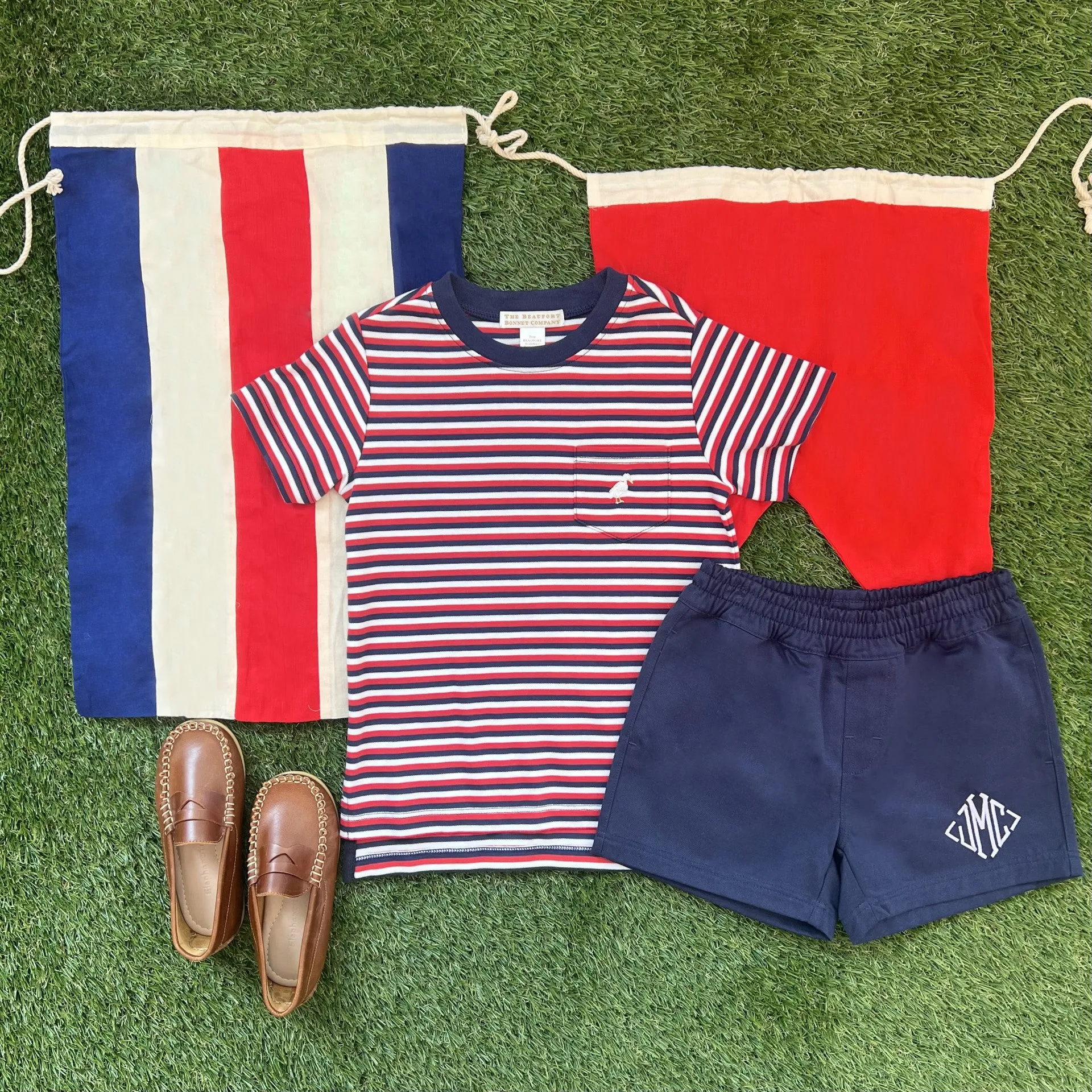 Sheffield Shorts - Nantucket Navy with Keeneland Khaki Stork