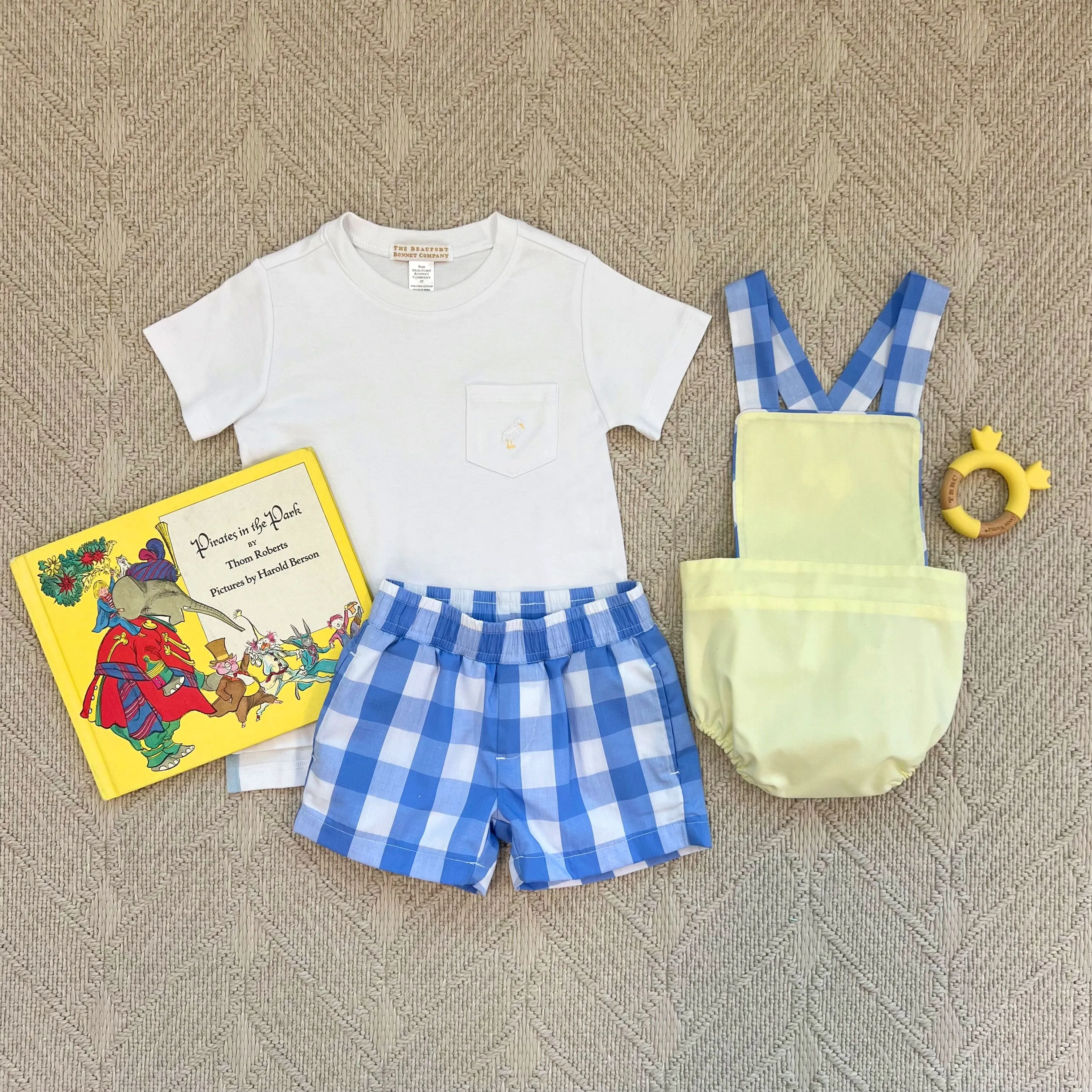 Sheffield Shorts - Park City Periwinkle Check with Bellport Butter Yellow Stork