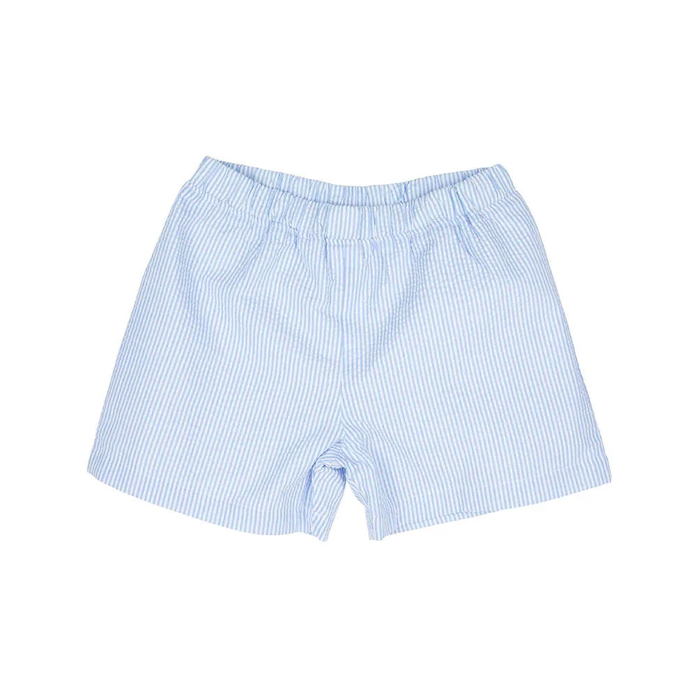 Shelton Shorts - Breakers Blue Seersucker with Breakers Blue Stork