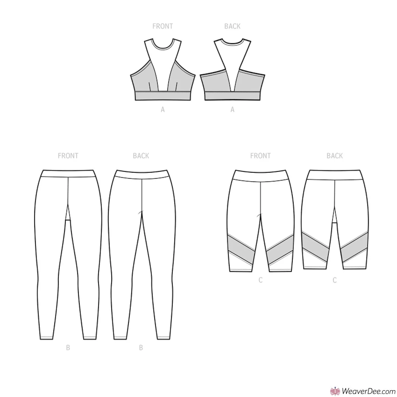 Simplicity Pattern S9620 Misses' & Women's Knit Sports Bra, Leggings & Bike Shorts by Madalynne Intimates