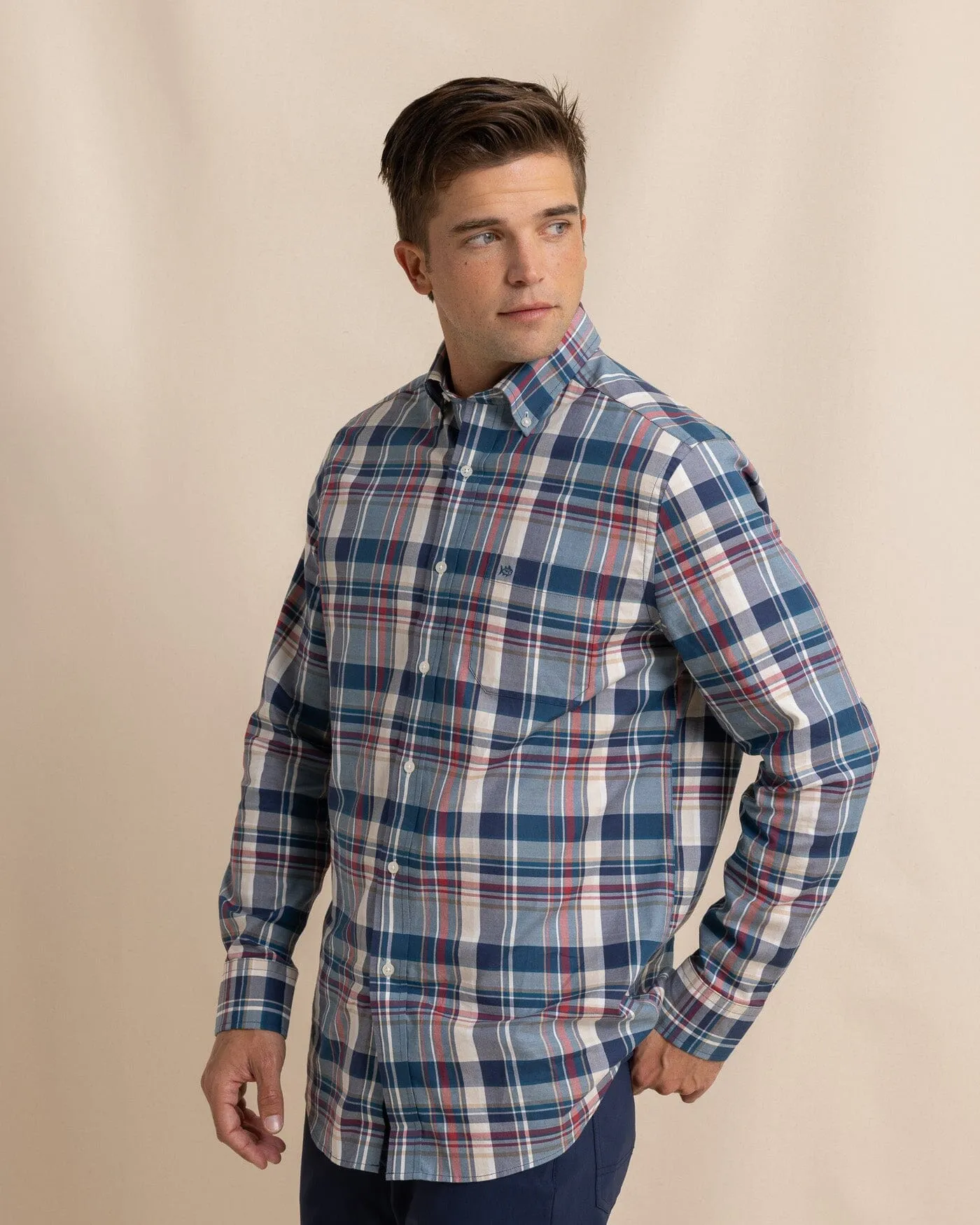 Southern Shores Plaid Skipjack Long Sleeve Sport Shirt