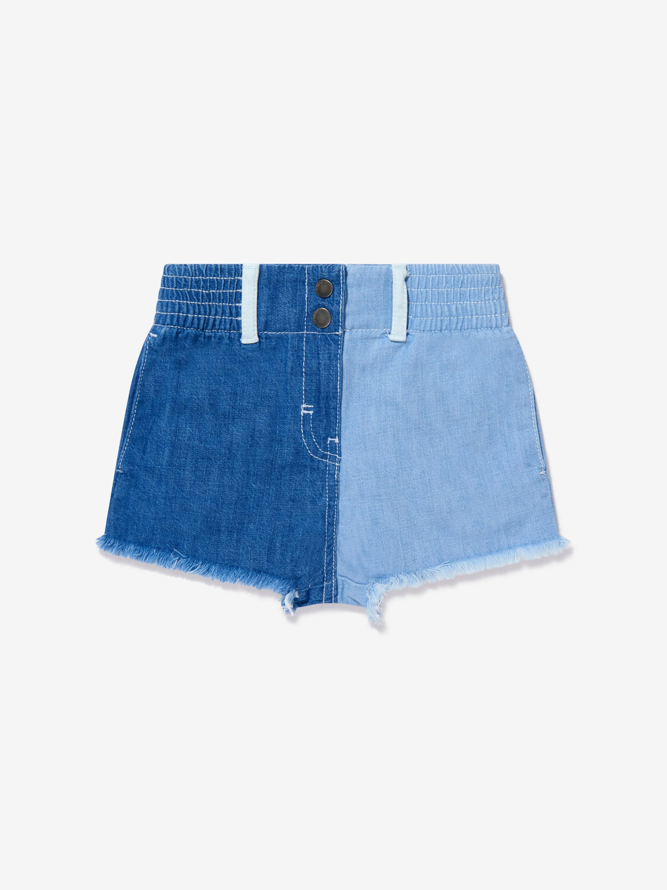 Stella McCartney Girls Cotton Denim Two-Tone Shorts