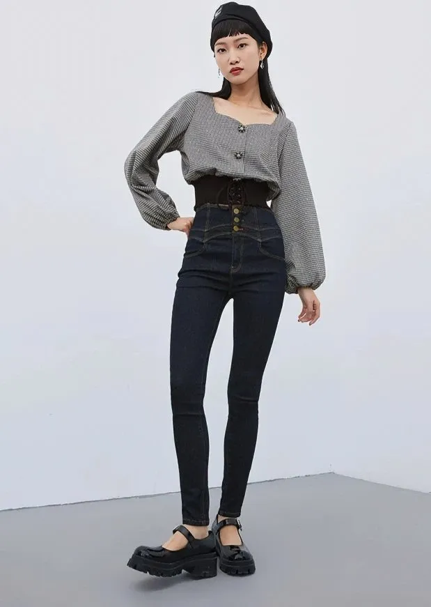 STONE BUTTON PUFF SLEEVE TOPS