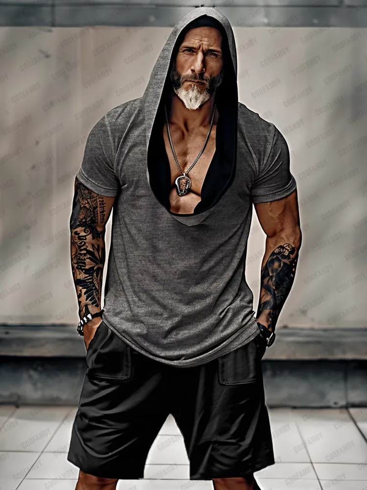 Stylish 100% Cotton Hooded T-shirt Set