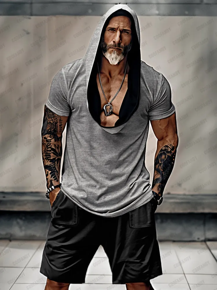 Stylish 100% Cotton Hooded T-shirt Set